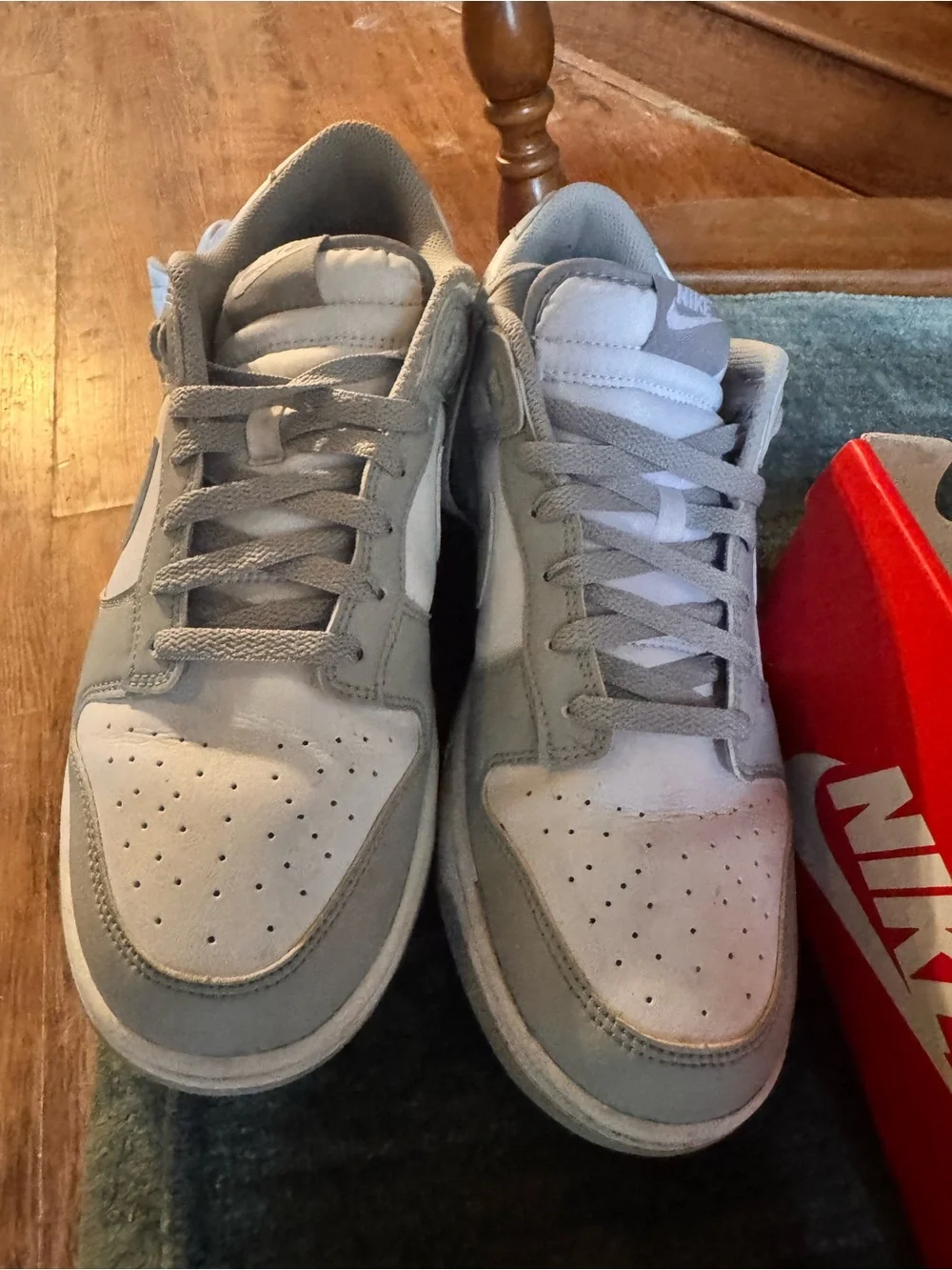 Nike Dunk Lows Light Gray and White Low-Top Sneakers